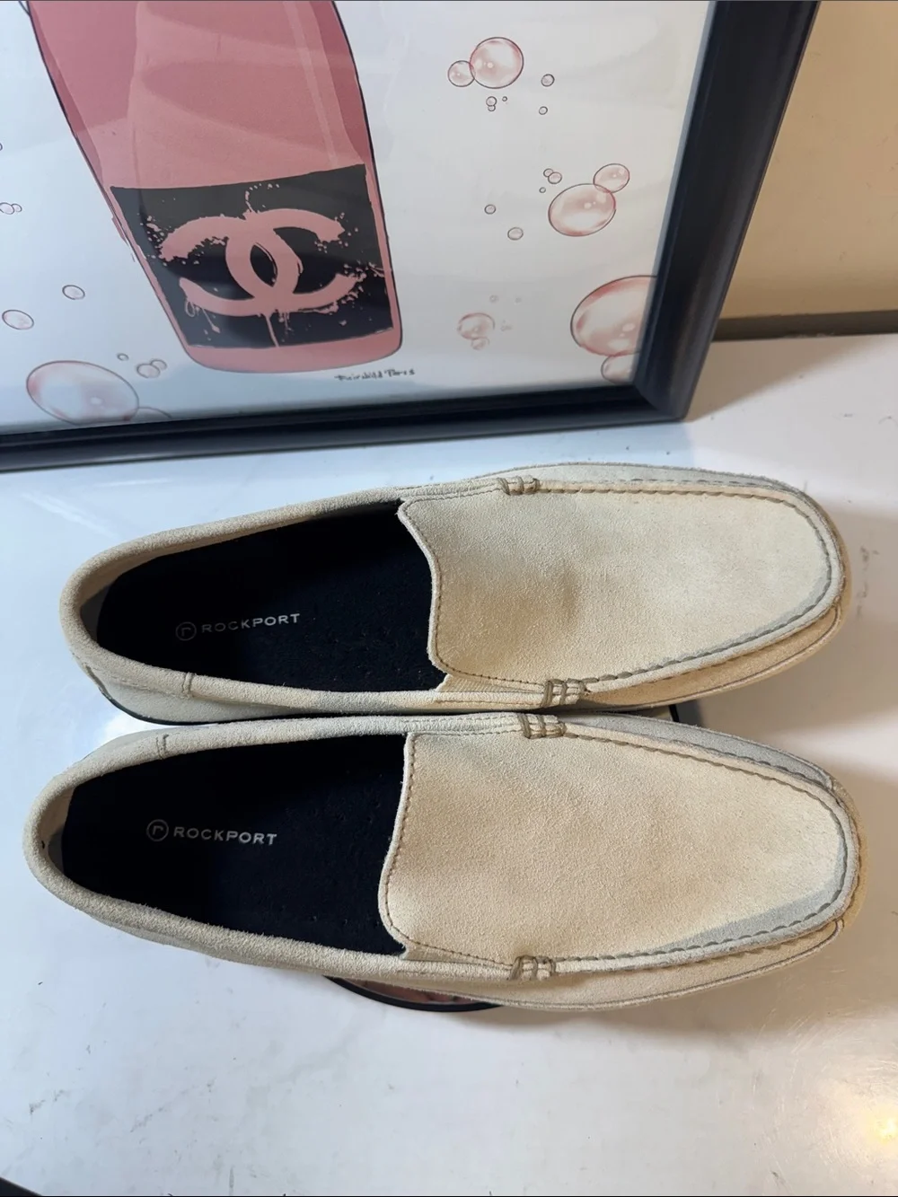 Rockport Men's Cream Leather Slip-On Loafers Style K61617 - Size 11M